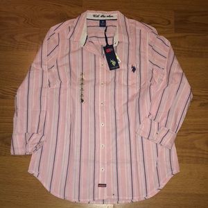 BNWT US POLO ASSN. Womans Stripe Button Up sz.M
